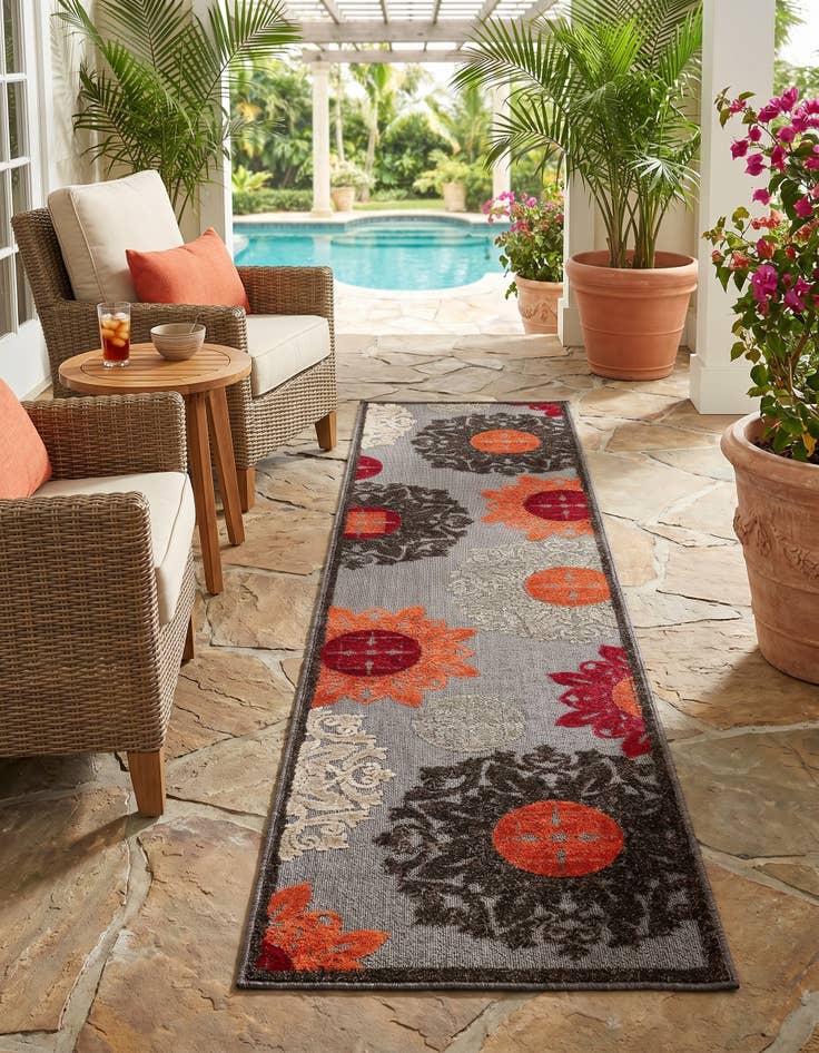 Detail image of 2' x 8' Easy-Clean Modern Indoor / Outdoor Runner Rug