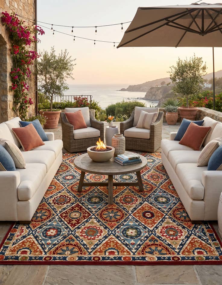 Detail image of 9' x 12' Easy-Clean Modern Indoor / Outdoor Rug