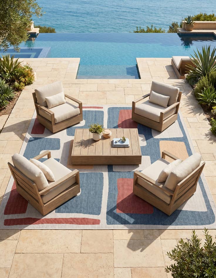 Detail image of 10' x 10' Easy-Clean Baja Indoor / Outdoor Square Rug
