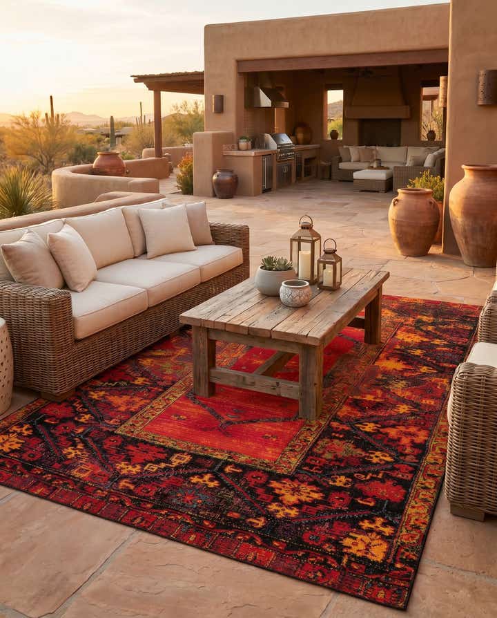 5' 3 x 8' Easy-Clean Tribal Indoor / Outdoor Rug