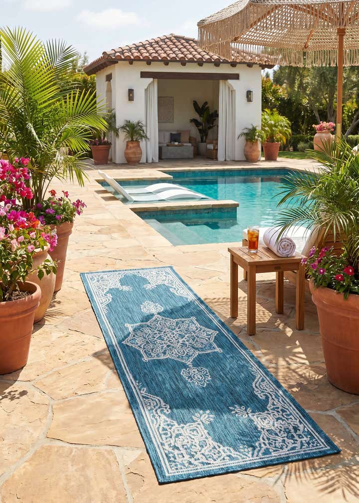 2' x 6' Easy-Clean Traditional Indoor / Outdoor Runner Rug