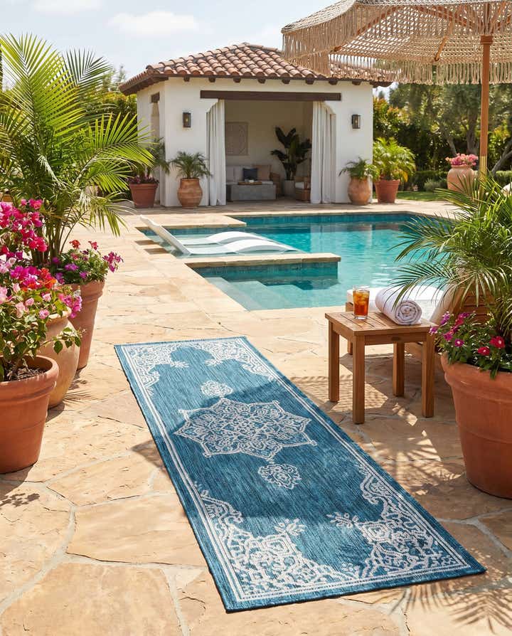 2' x 6' Easy-Clean Traditional Indoor / Outdoor Runner Rug