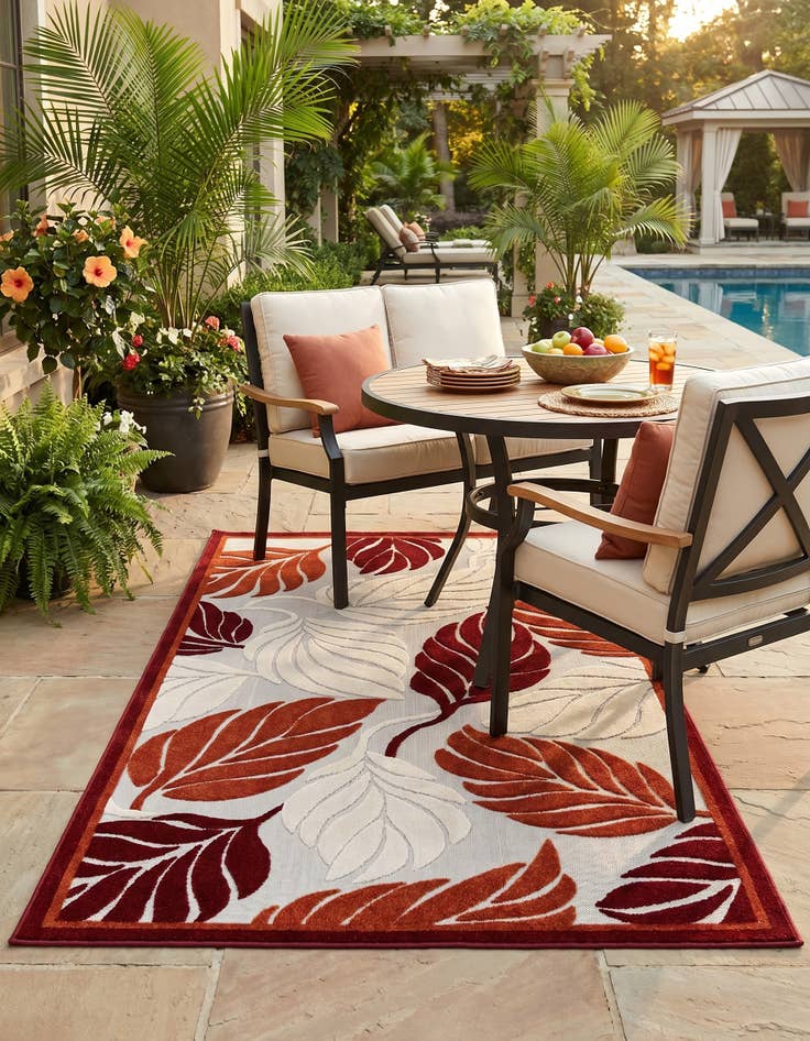 Detail image of 5' x 8' Easy-Clean Botanical Indoor / Outdoor Rug