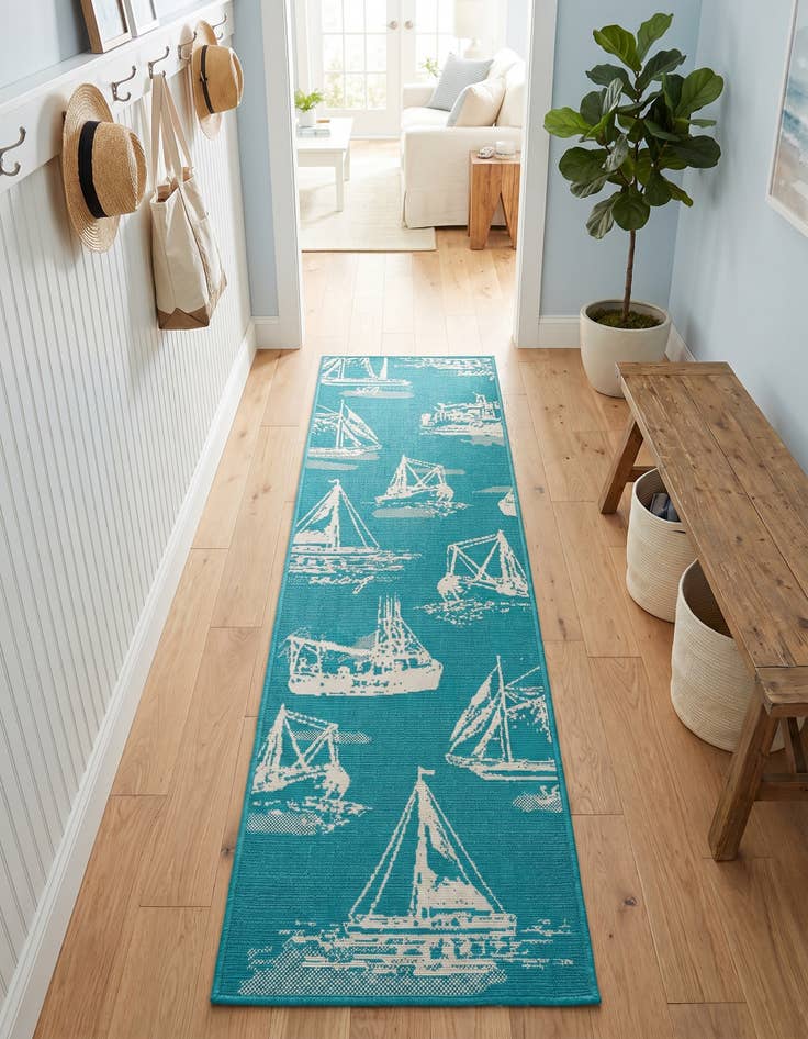 Detail image of 2' x 8' Easy-Clean Coastal Indoor / Outdoor Runner Rug