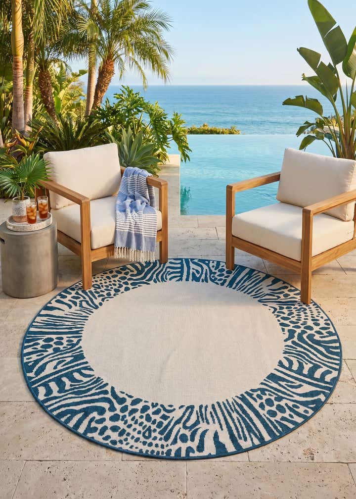 6' x 6' Easy-Clean Safari Indoor / Outdoor Round Rug