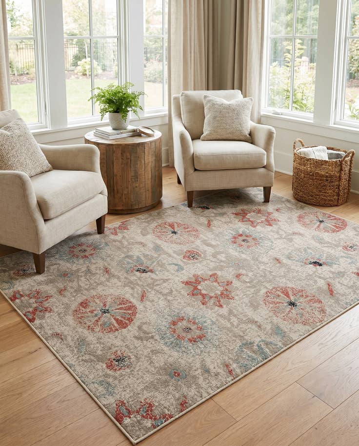 Detail image of 6' x 9' Easy-Clean Botanical Indoor / Outdoor Rug