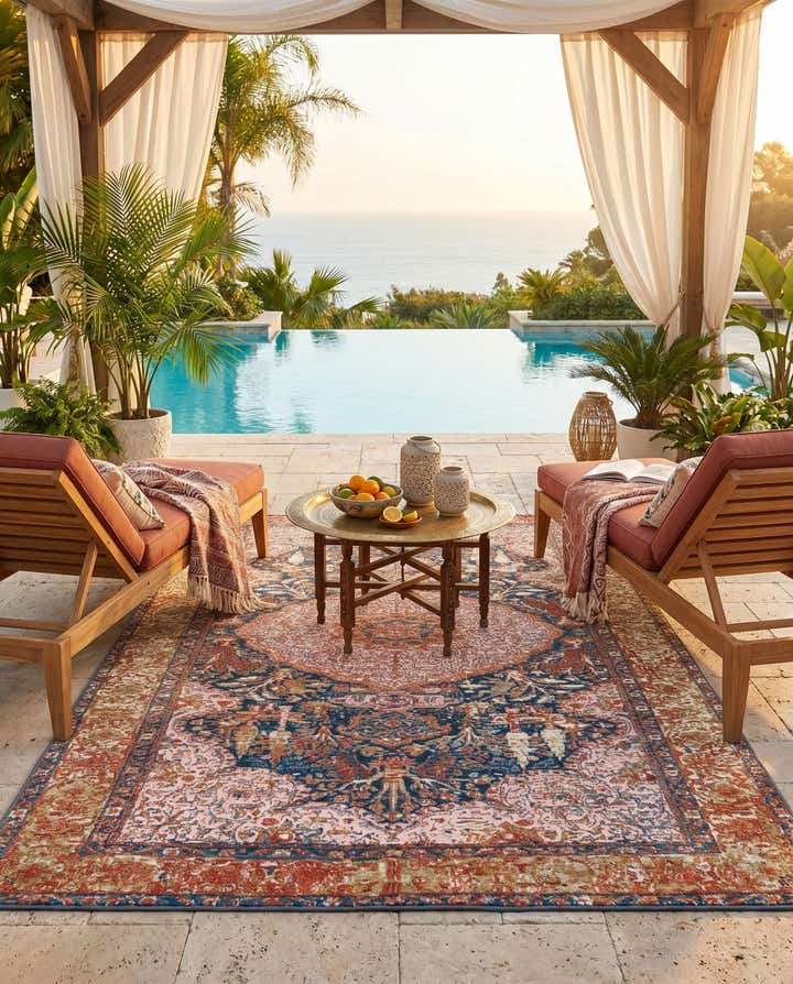 5' 3 x 8' Easy-Clean Traditional Indoor / Outdoor Rug
