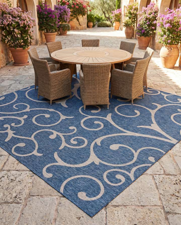 13' x 13' Easy-Clean Botanical Indoor / Outdoor Square Rug
