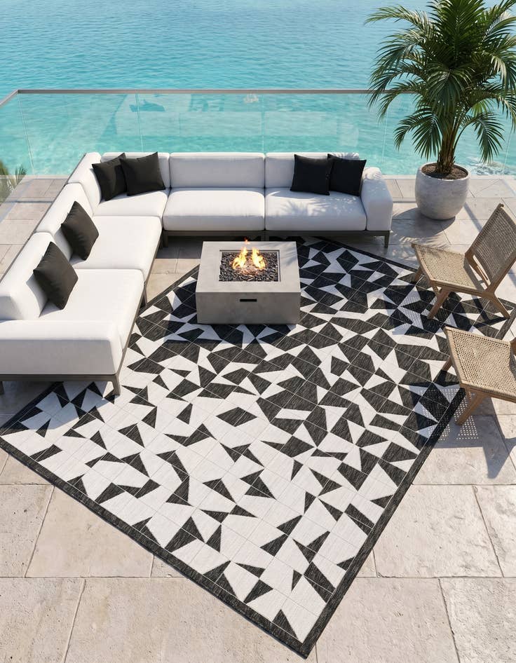 Detail image of 9' x 12' Easy-Clean Modern Indoor / Outdoor Rug