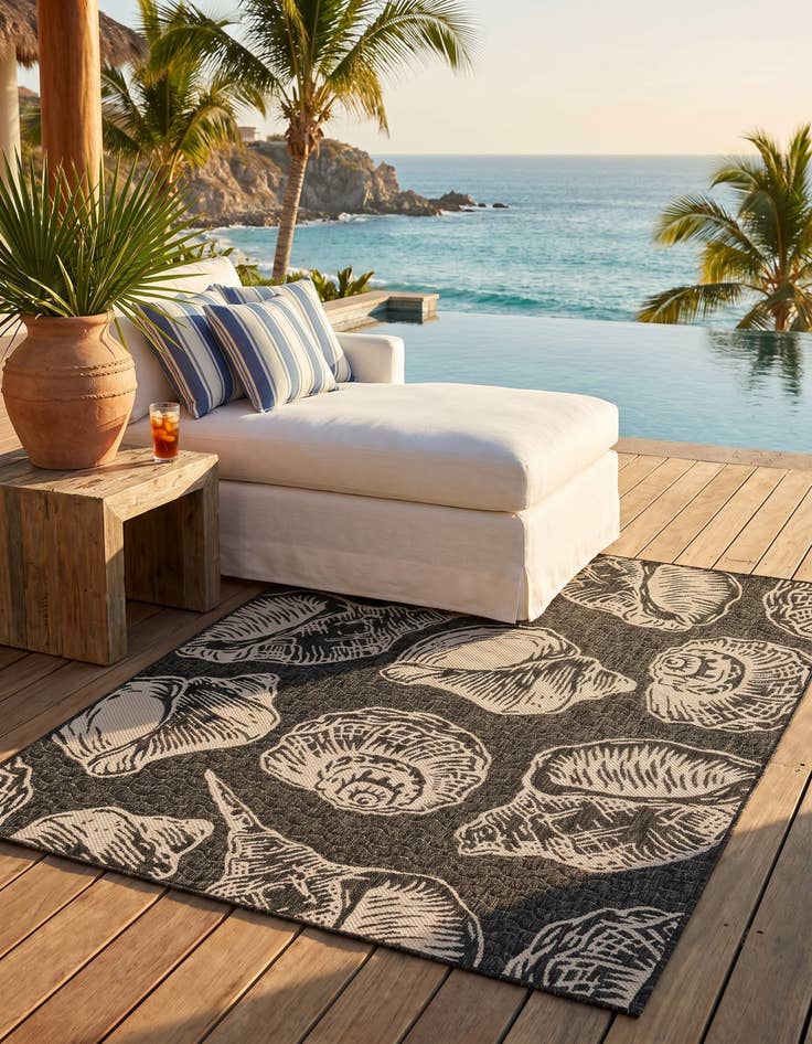 Detail image of 5' 3 x 7' Easy-Clean Coastal Indoor / Outdoor Rug