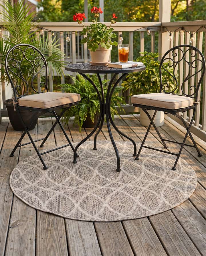 3' x 3' Easy-Clean Lattice Indoor / Outdoor Round Rug