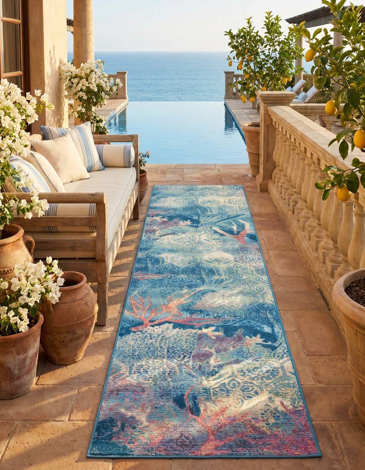 Detail image of 2' 7 x 12' Easy-Clean Coastal Indoor / Outdoor Runner Rug
