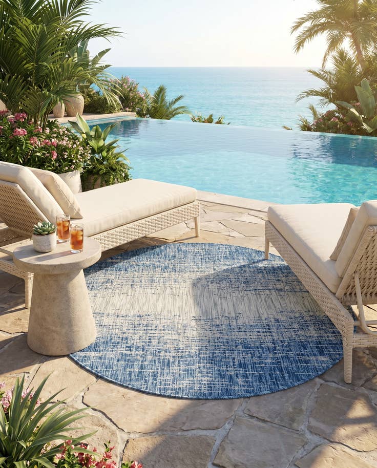 Detail image of 4' x 4' Easy-Clean Modern Indoor / Outdoor Round Rug