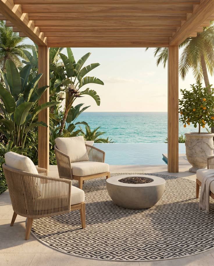 Detail image of 7' 10 x 10' Easy-Clean Jill Zarin Costa Rica Indoor / Outdoor Oval Rug