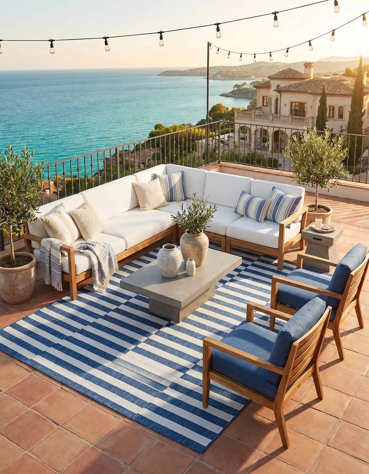 Detail image of 7' x 10' Easy-Clean Ribbon Indoor / Outdoor Rug