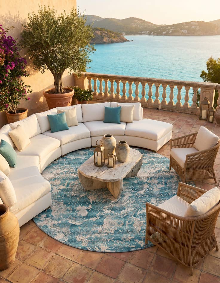 Detail image of 10' x 10' Easy-Clean Modern Indoor / Outdoor Round Rug