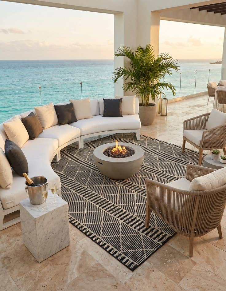 Detail image of 7' 10 x 7' 10 Easy-Clean Lattice Indoor / Outdoor Square Rug