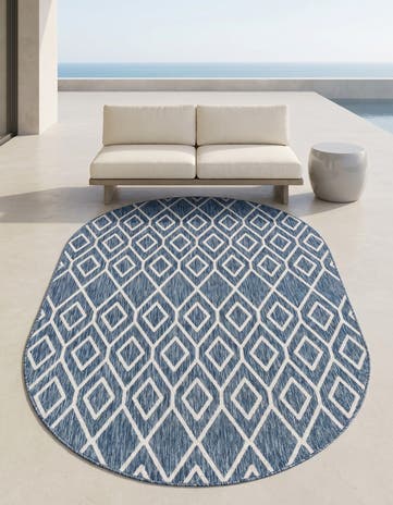 5' 3 x 8' Easy-Clean Jill Zarin Turks and Caicos Indoor / Outdoor Oval Rug