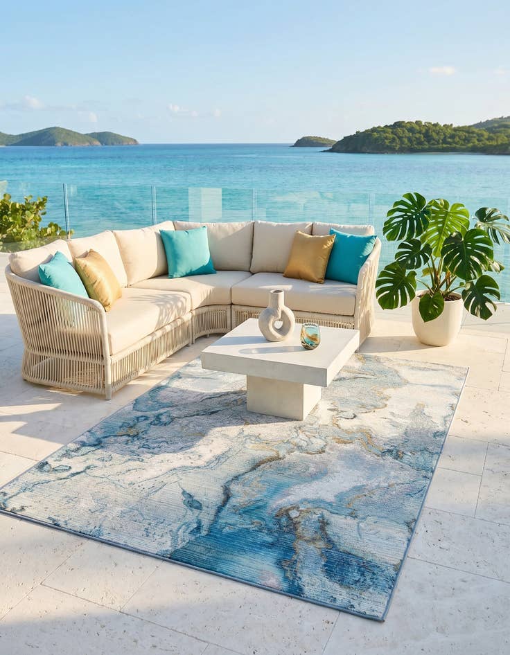 Detail image of 5' 3 x 7' Easy-Clean Modern Indoor / Outdoor Rug