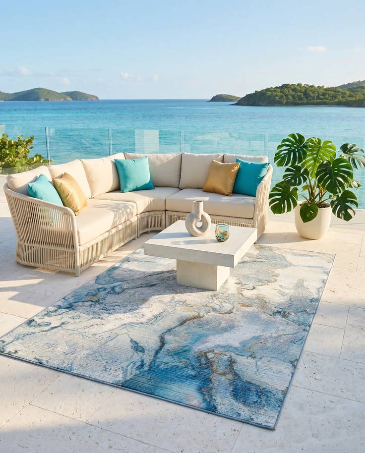 Detail image of 5' 3 x 7' Easy-Clean Modern Indoor / Outdoor Rug