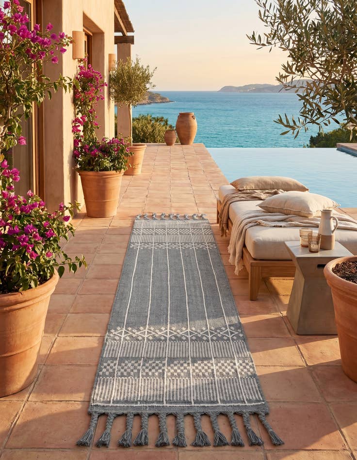 Detail image of 2' 2 x 8' 2 Easy-Clean Eco Bohemian Indoor / Outdoor Runner Rug