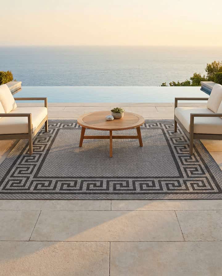 6' x 6' Easy-Clean Border Indoor / Outdoor Square Rug