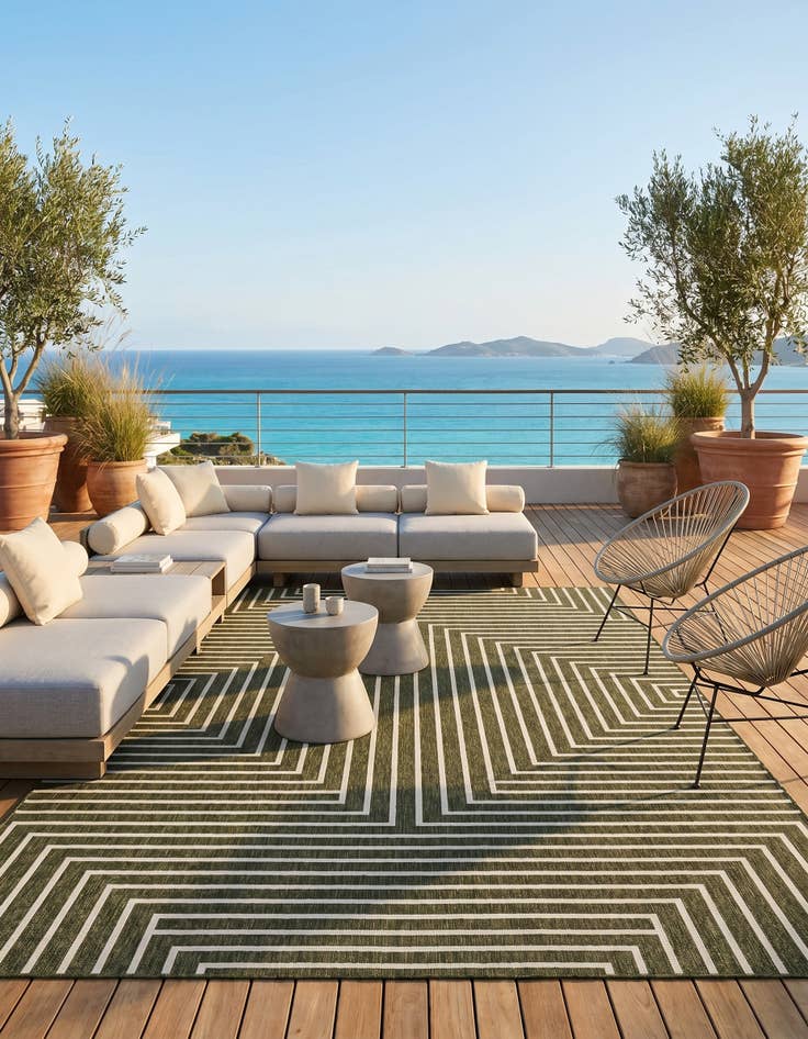 Detail image of 9' x 12' Easy-Clean Modern Indoor / Outdoor Rug