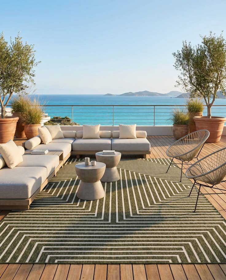 Detail image of 9' x 12' Easy-Clean Modern Indoor / Outdoor Rug