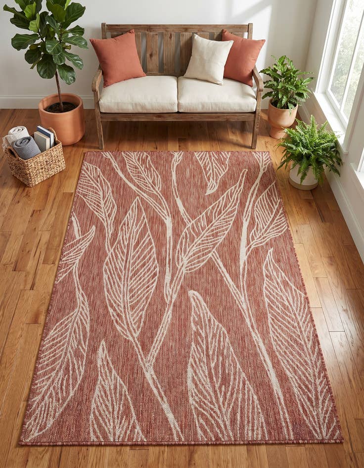 Detail image of 4' x 6' Easy-Clean Botanical Indoor / Outdoor Rug