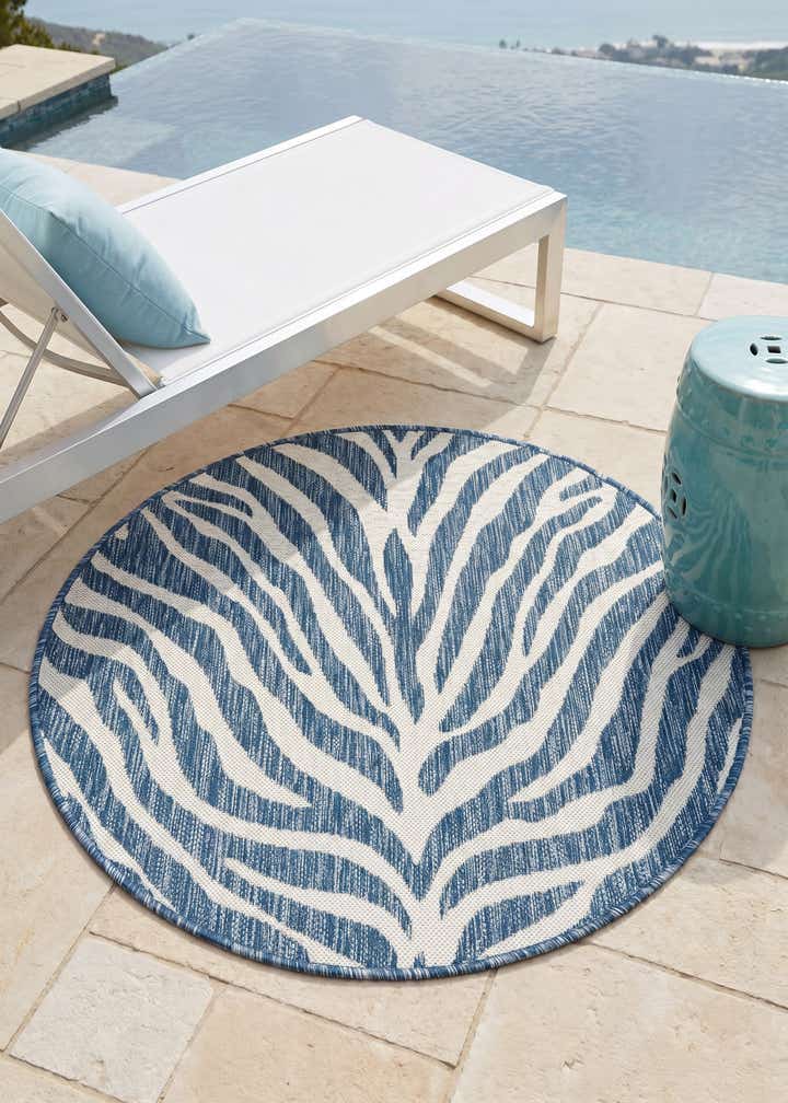 3' x 3' Easy-Clean Safari Indoor / Outdoor Round Rug