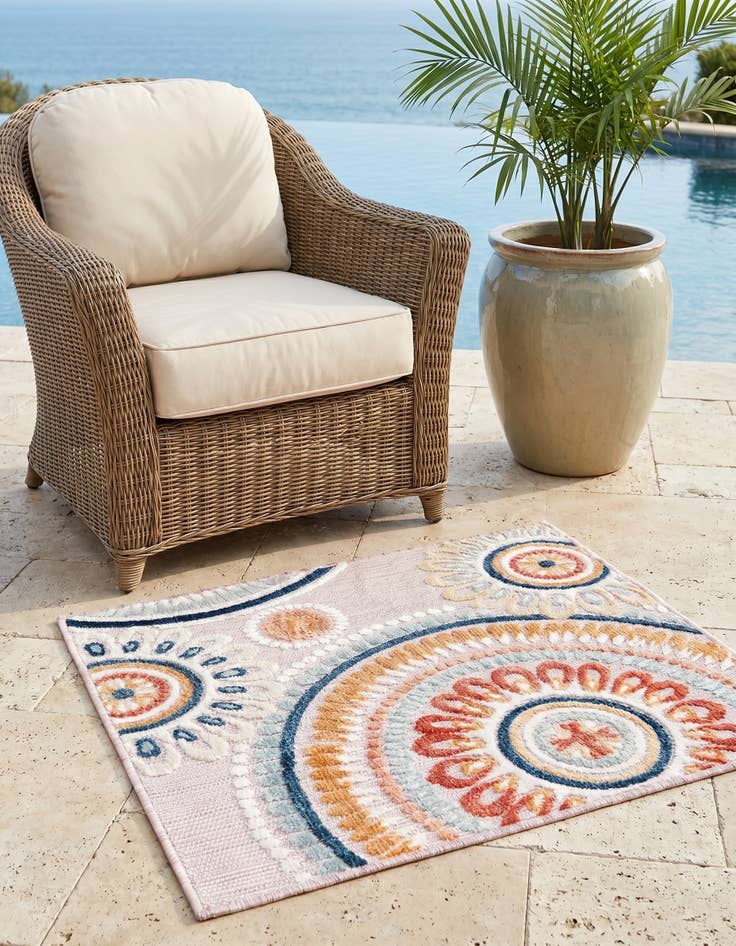 Detail image of 2' 2 x 3' Easy-Clean Botanical Indoor / Outdoor Rug