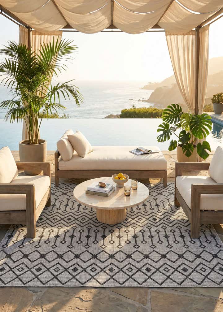 7' 10 x 7' 10 Easy-Clean Trellis Indoor / Outdoor Square Rug