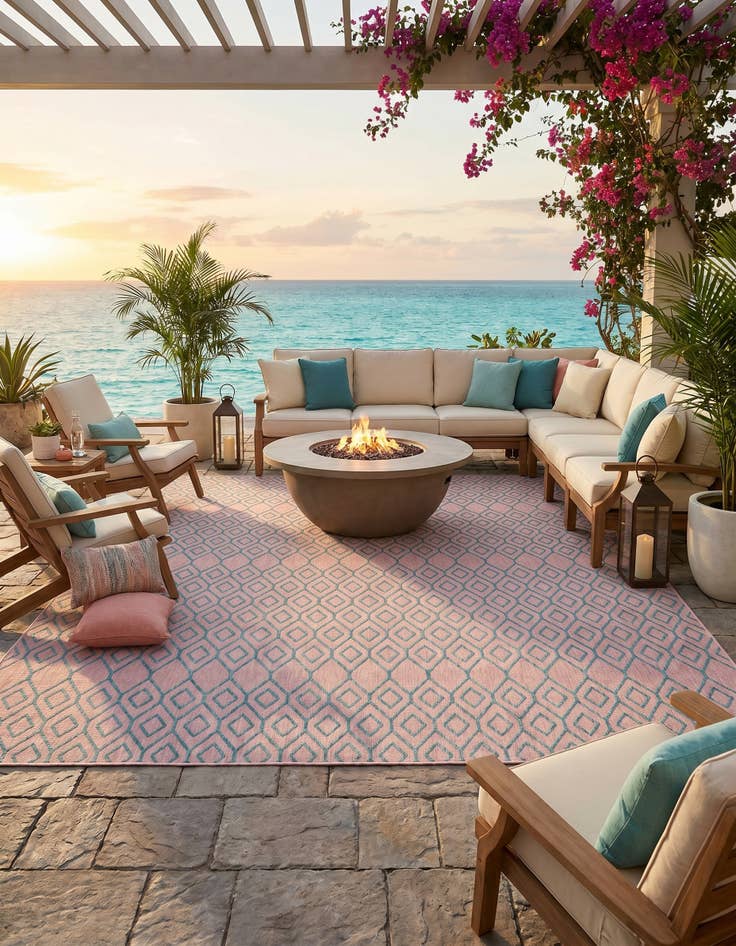 Detail image of 13' x 13' Easy-Clean Jill Zarin Turks and Caicos Indoor / Outdoor Square Rug