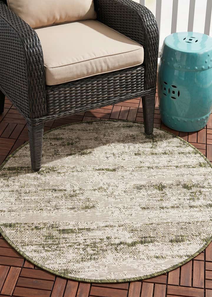 3' x 3' Easy-Clean Modern Indoor / Outdoor Round Rug