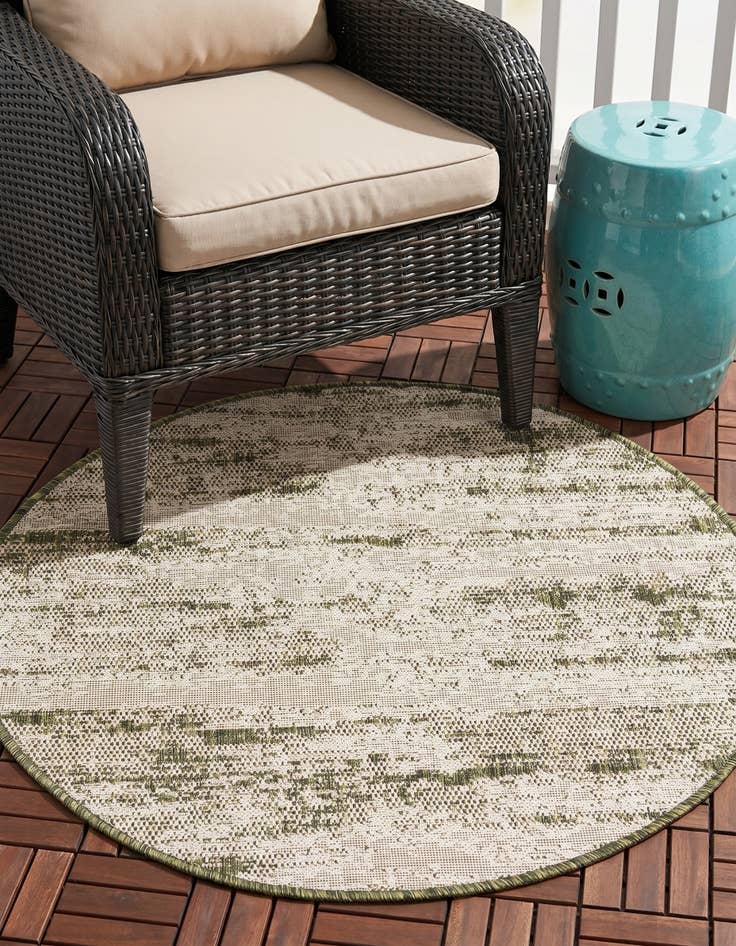 Detail image of 3' x 3' Easy-Clean Modern Indoor / Outdoor Round Rug
