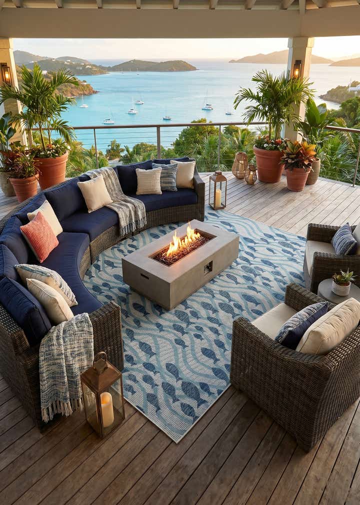 7' 10 x 10' Easy-Clean Coastal Indoor / Outdoor Rug