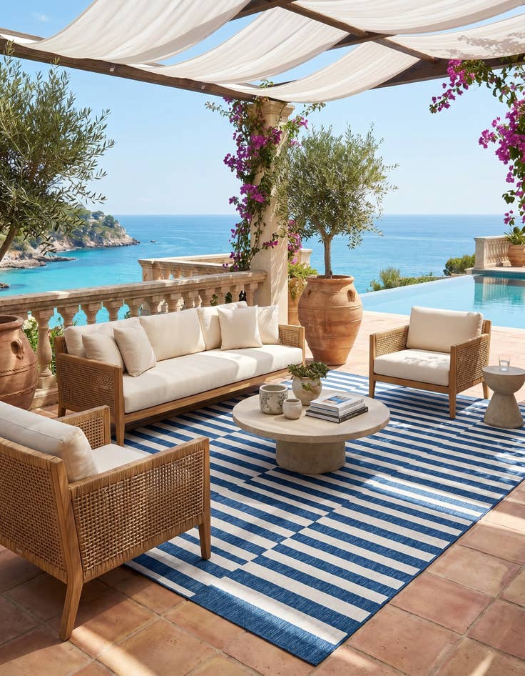 Detail image of 9' x 12' Easy-Clean Ribbon Indoor / Outdoor Rug