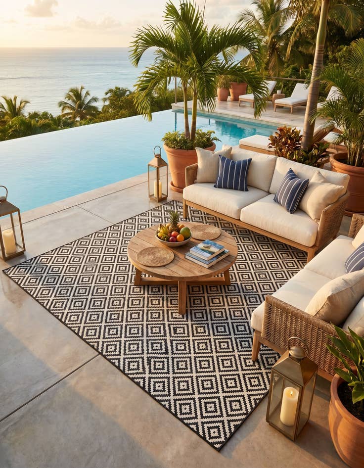 Detail image of 7' 10 x 7' 10 Easy-Clean Jill Zarin Costa Rica Indoor / Outdoor Square Rug