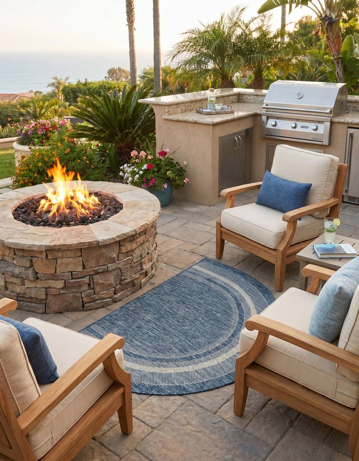 Detail image of 2' 7 x 4' Easy-Clean Border Indoor / Outdoor Hearth Rug