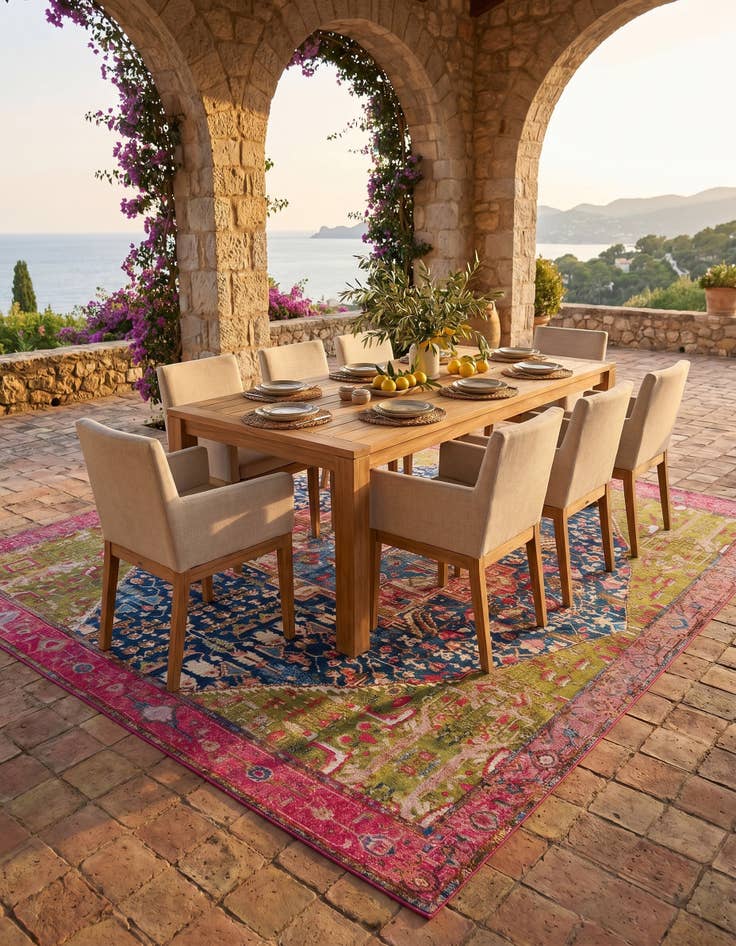 Detail image of 10' x 10' Easy-Clean Traditional Indoor / Outdoor Square Rug