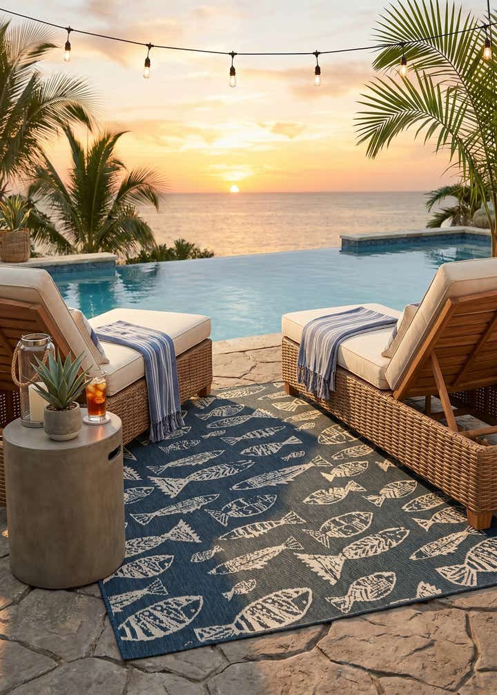 4' x 6' Easy-Clean Coastal Indoor / Outdoor Rug