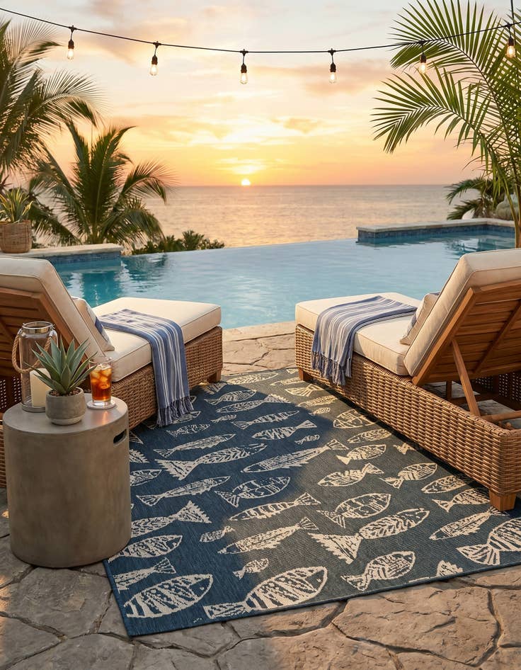 Detail image of 4' x 6' Easy-Clean Coastal Indoor / Outdoor Rug