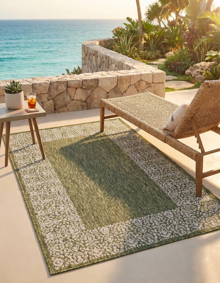 Detail image of 3' x 5' 3 Easy-Clean Border Indoor / Outdoor Rug