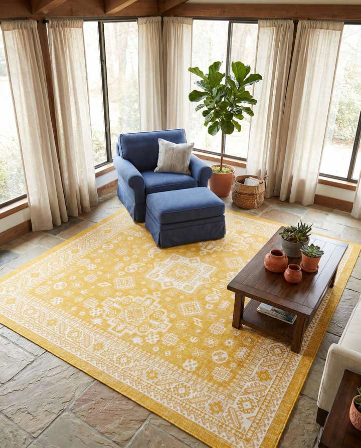 10' x 10' Easy-Clean Aztec Indoor / Outdoor Square Rug