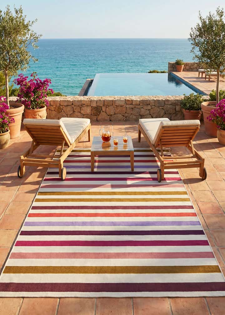 6' x 9' Easy-Clean Ribbon Indoor / Outdoor Rug