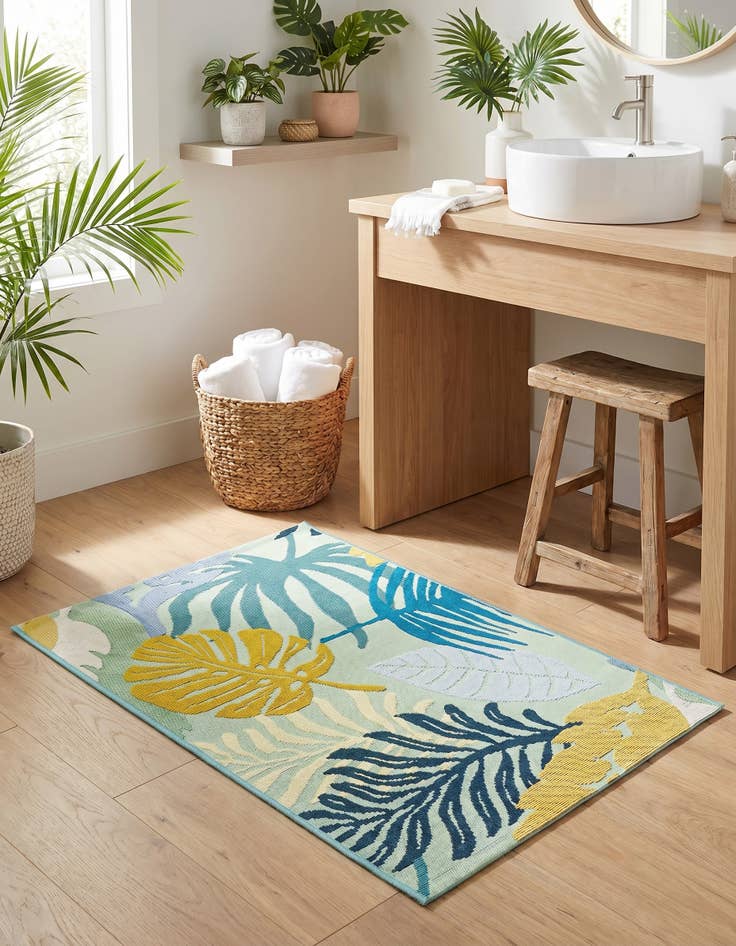 Detail image of 2' x 3' Easy-Clean Botanical Indoor / Outdoor Rug