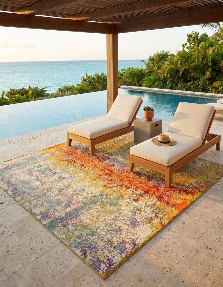 Detail image of 8' x 8' Easy-Clean Modern Indoor / Outdoor Square Rug