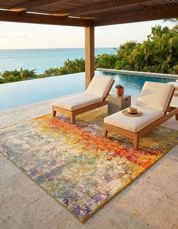 Easy-Clean Modern Indoor / Outdoor Square Rug