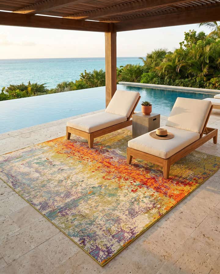 8' x 8' Easy-Clean Modern Indoor / Outdoor Square Rug