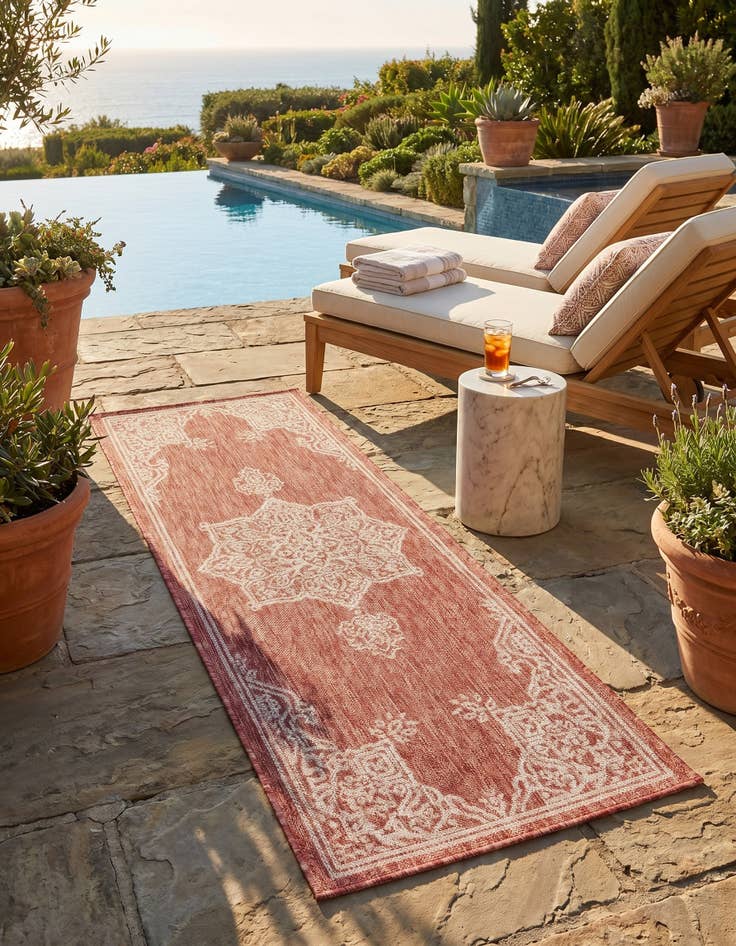 Detail image of 2' x 6' Easy-Clean Traditional Indoor / Outdoor Runner Rug
